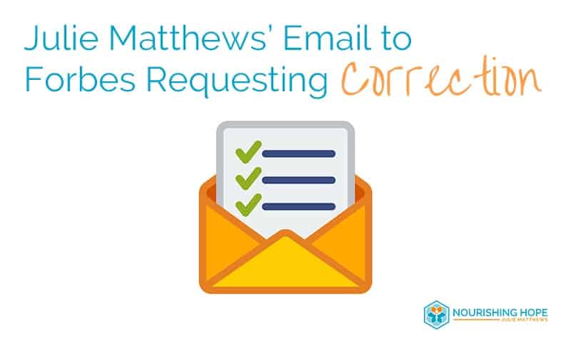 Julie Matthews’ Email to Forbes Requesting Correction